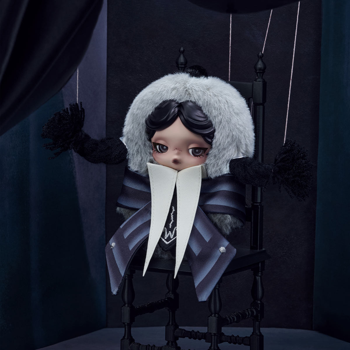 Pop Mart: PLUSH PENDANT - Skull Panda × Wednesday (Nevermore Academy Uniform Ver.)