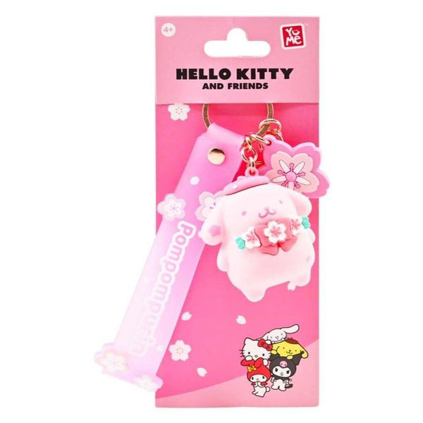 Hello Kitty and Friends Pompompurin Sakura Keychain with Hand Strap