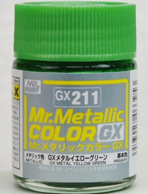Mr Metallic Color GX Yellow Green Lacquer Paint 18ml GX211