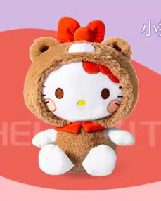 Sanrio Hello Kitty Plushie (Bear Outfit Ver.) with red bowtie