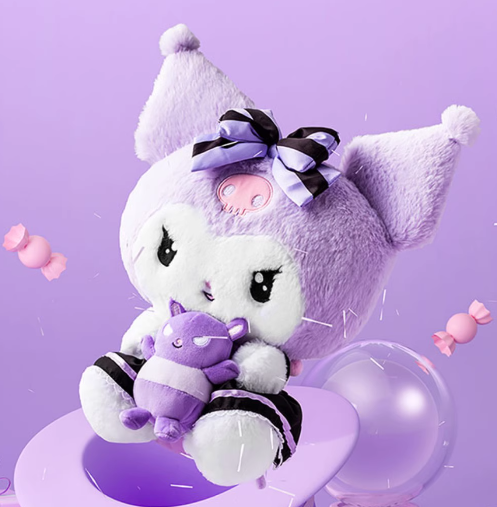 Sanrio Kuromi Plushie with baku (Medium)