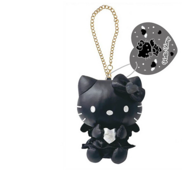 Hello Kitty: PLUSH KEYCHAIN - Black Leather