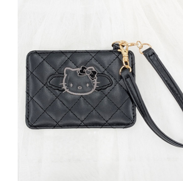 Hello Kitty: QUILTED PASS CASE - Black Angel