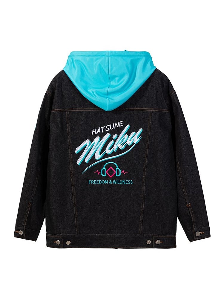 Hatsune Miku "FREEDOM & WILDNESS" Black Hooded Denim Jacket - L