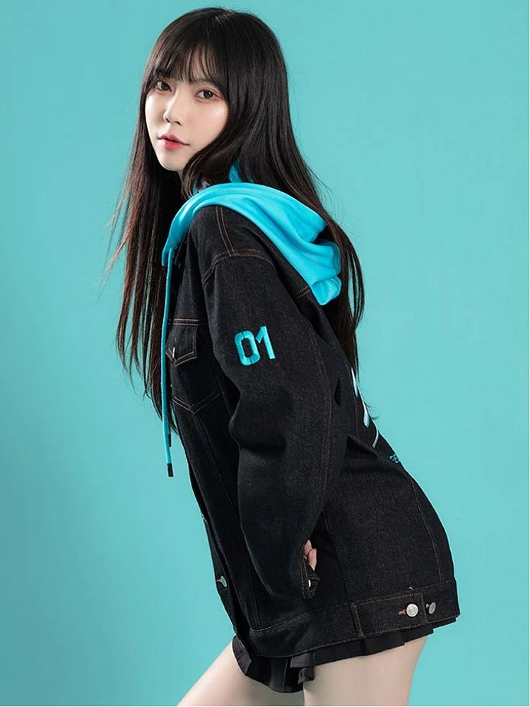 Hatsune Miku "FREEDOM & WILDNESS" Black Hooded Denim Jacket - L