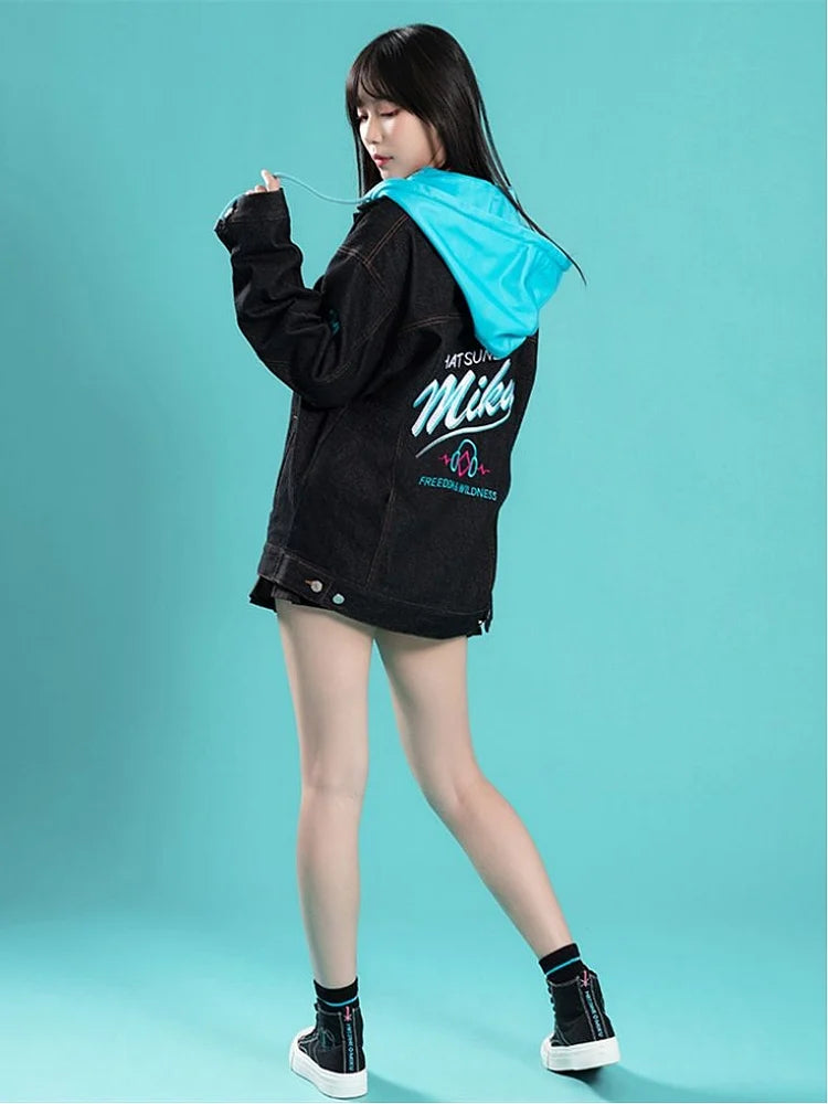 Hatsune Miku "FREEDOM & WILDNESS" Black Hooded Denim Jacket - L