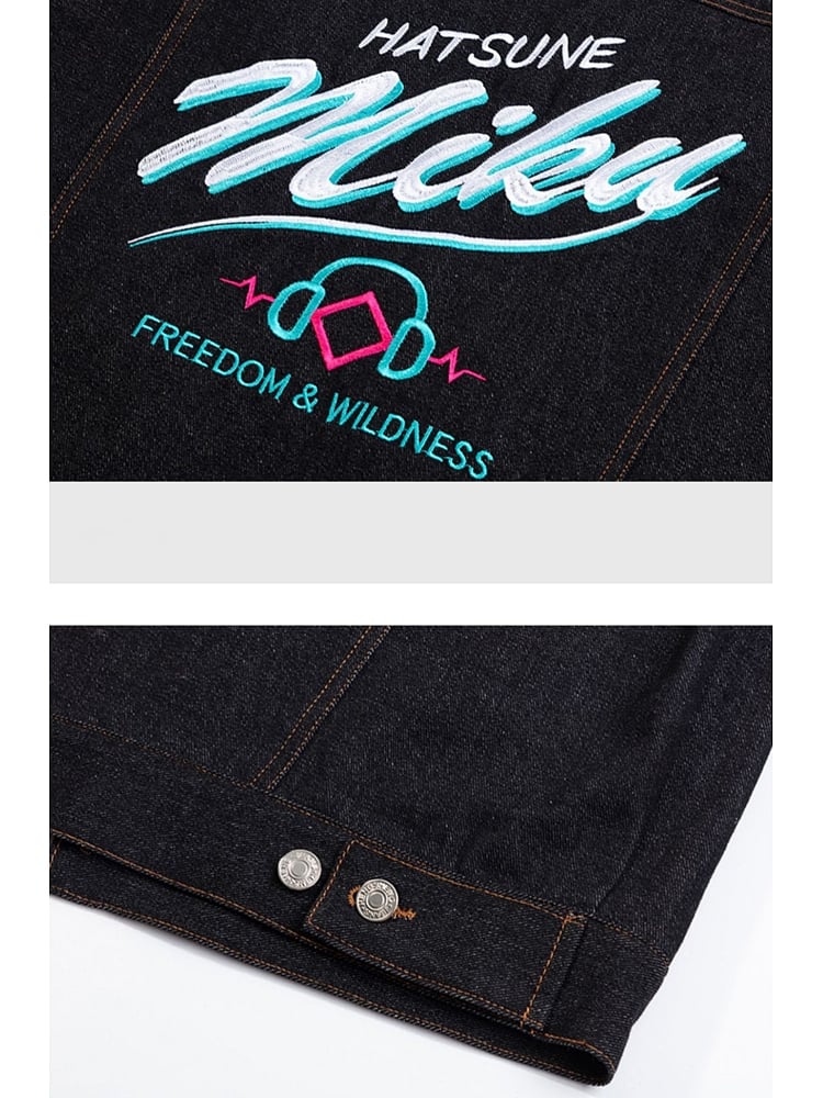 Hatsune Miku "FREEDOM & WILDNESS" Black Hooded Denim Jacket - L